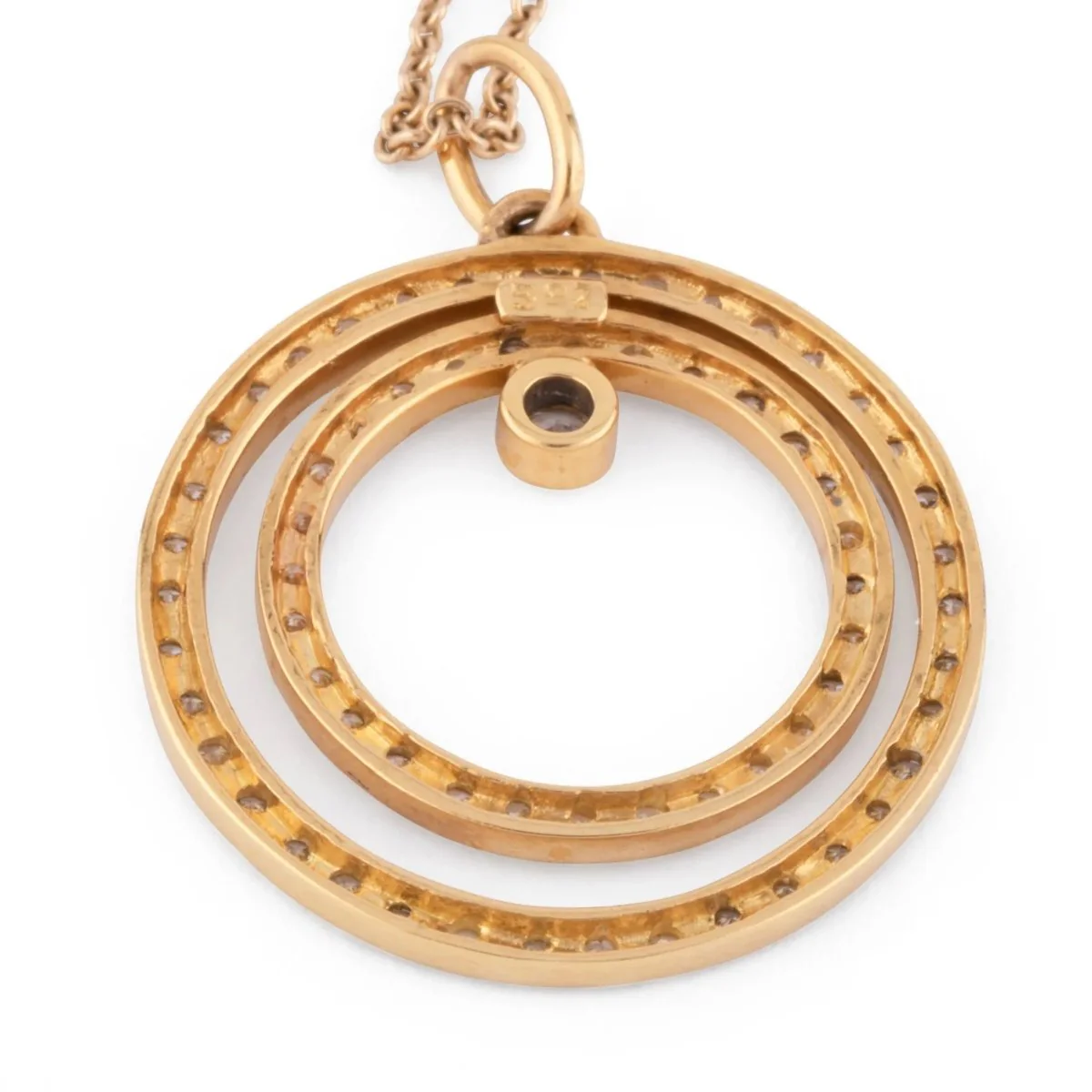 Collier en or jaune motif en diamant sur longue chaine alternée de diamant - Image 5