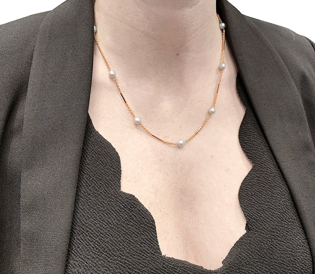 Collier en or rose et perles Akoya - Image 5