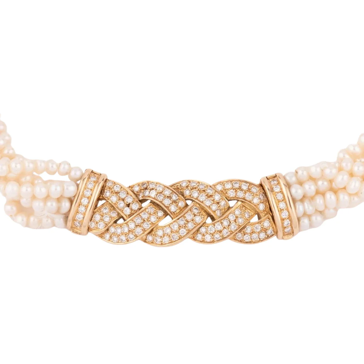 Collier en perles multirangs et fermoir en diamants - Image 3