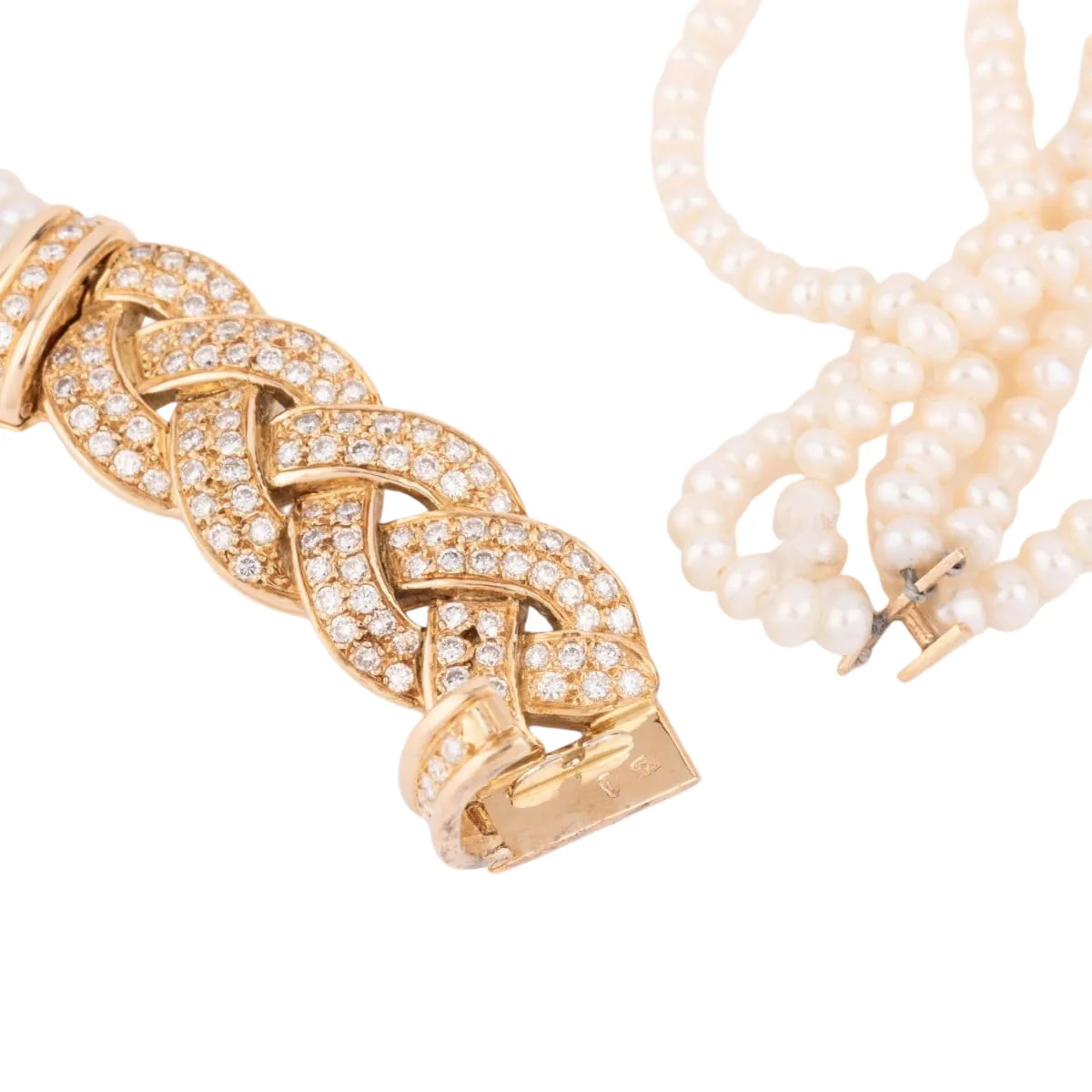 Collier en perles multirangs et fermoir en diamants - Image 8