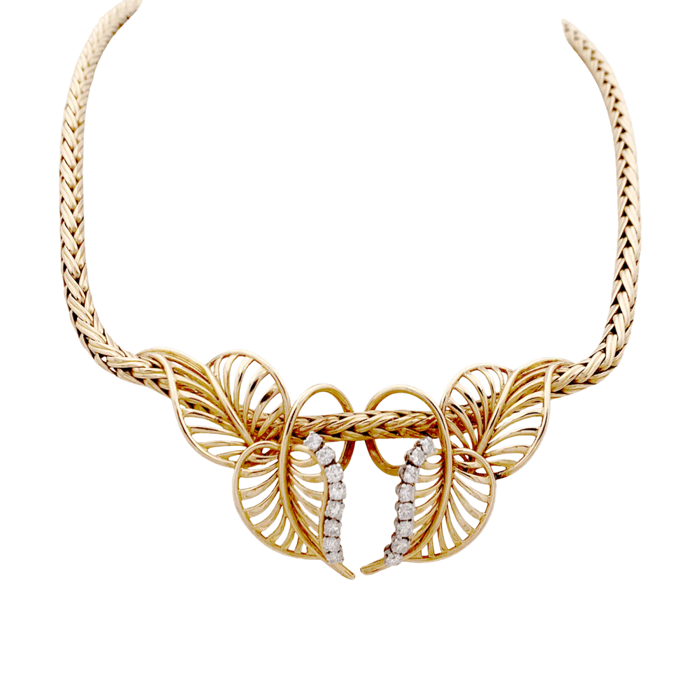 Collier Draperie ANDRÉ COL "Feuillages" en or jaune et diamants - Image 3