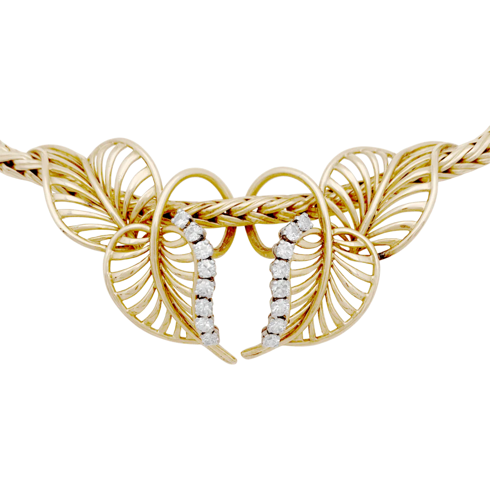 Collier Draperie ANDRÉ COL "Feuillages" en or jaune et diamants - Image 4