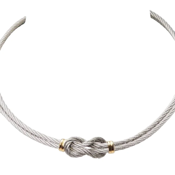Collier FRED force 10 vintage en or jaune et acier