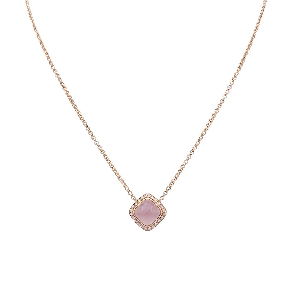 Collier FRED "Pain de sucre" en or rose, quartz rose et diamants