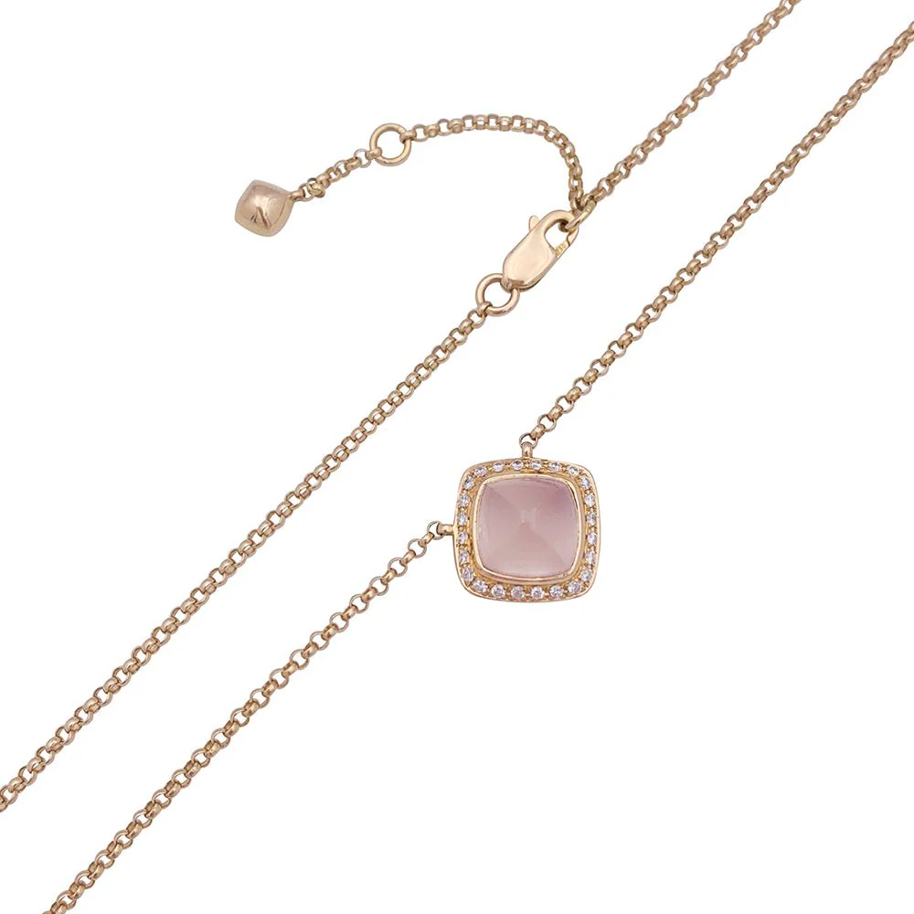 Collier FRED "Pain de sucre" en or rose, quartz rose et diamants - Image 4