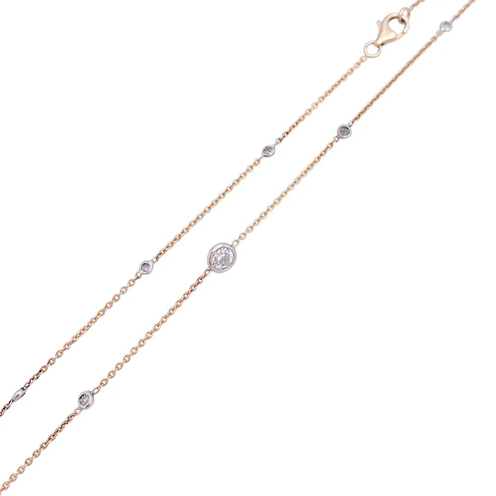 Collier gouttière en or rose et blanc, diamants. - Image 2