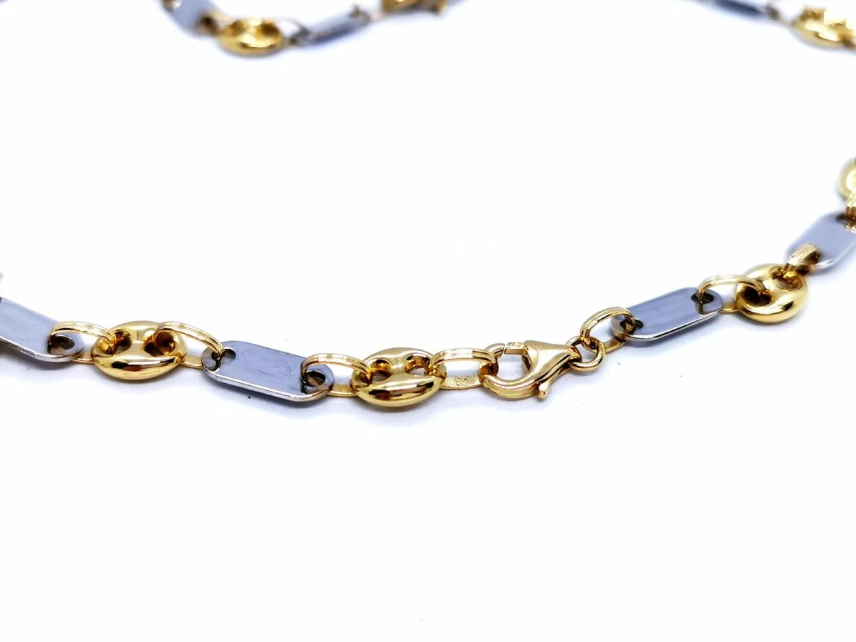 Collier Maille alternée grain de café en 2 ors - Image 3