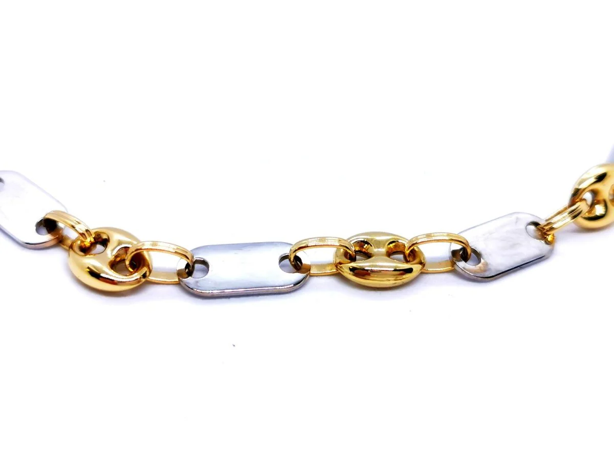 Collier Maille alternée grain de café en 2 ors - Image 4