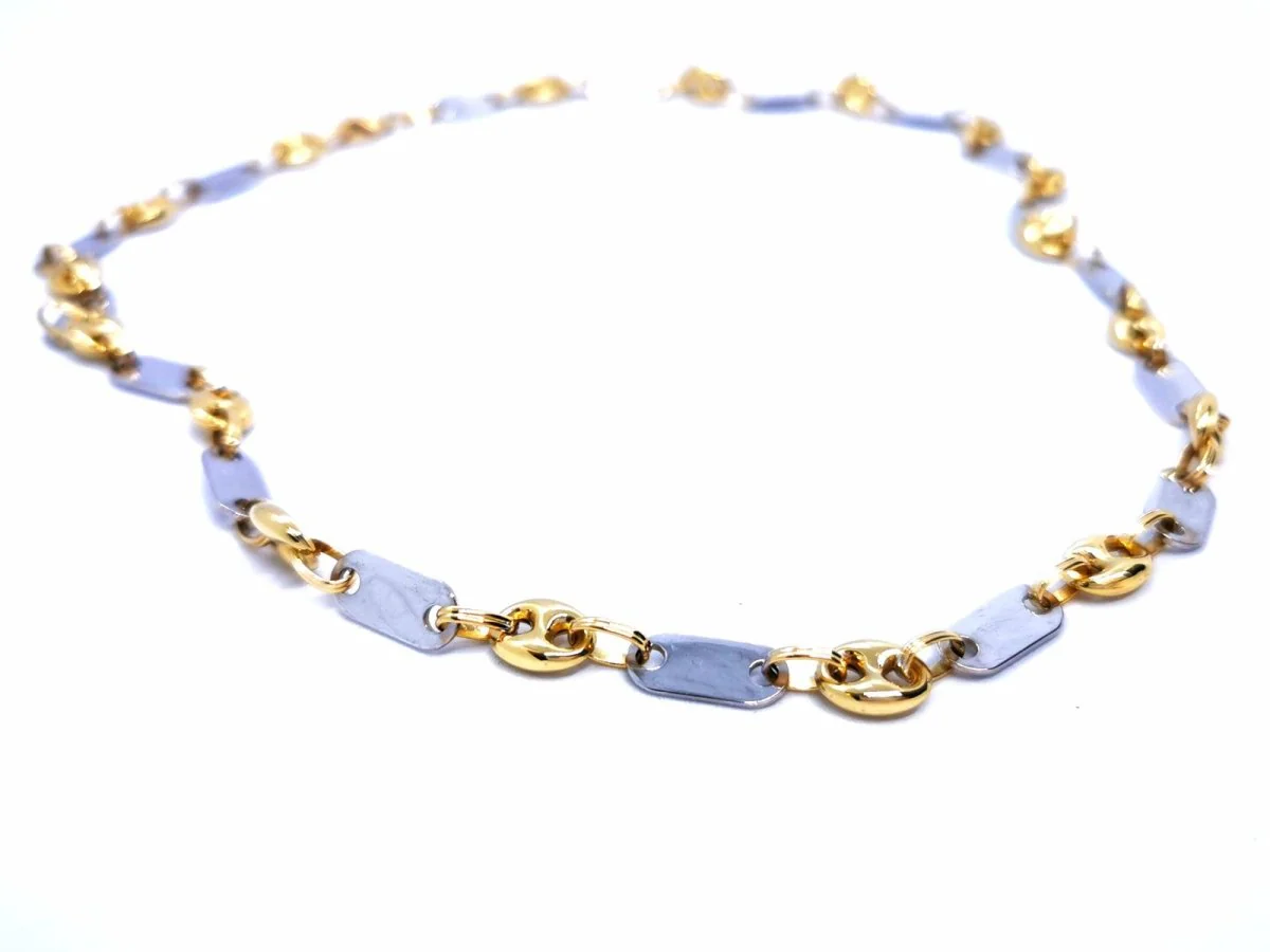 Collier Maille alternée grain de café en 2 ors - Image 5