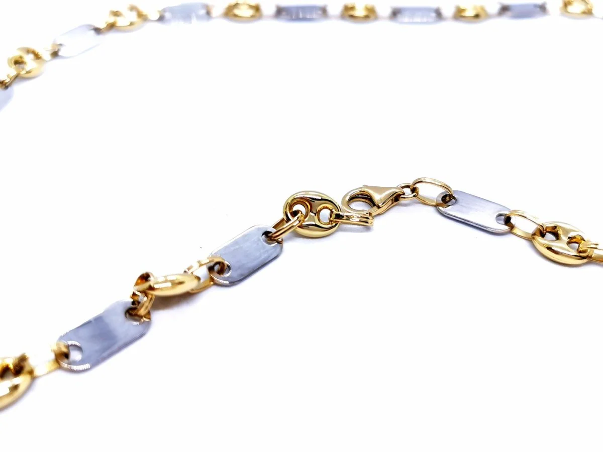 Collier Maille alternée grain de café en 2 ors - Image 6