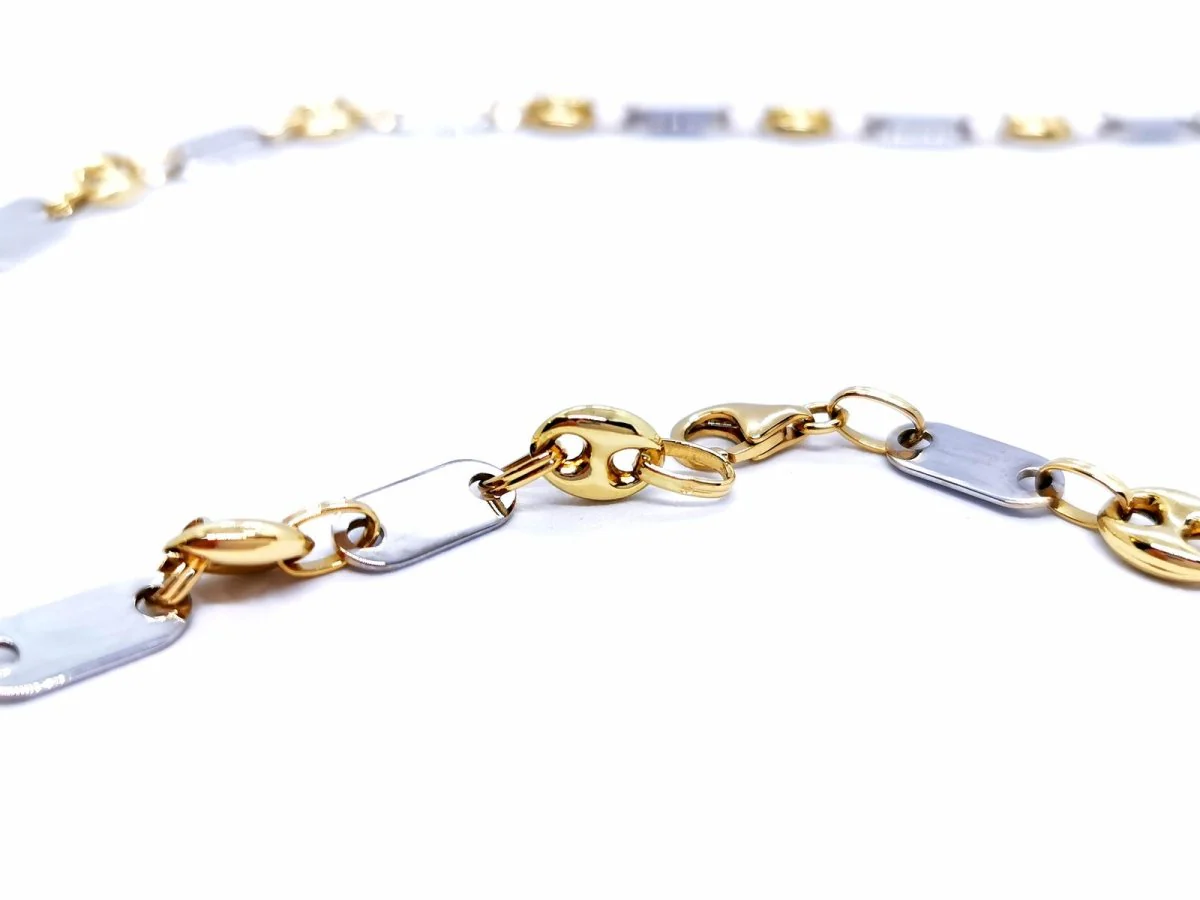 Collier Maille alternée grain de café en 2 ors - Image 7
