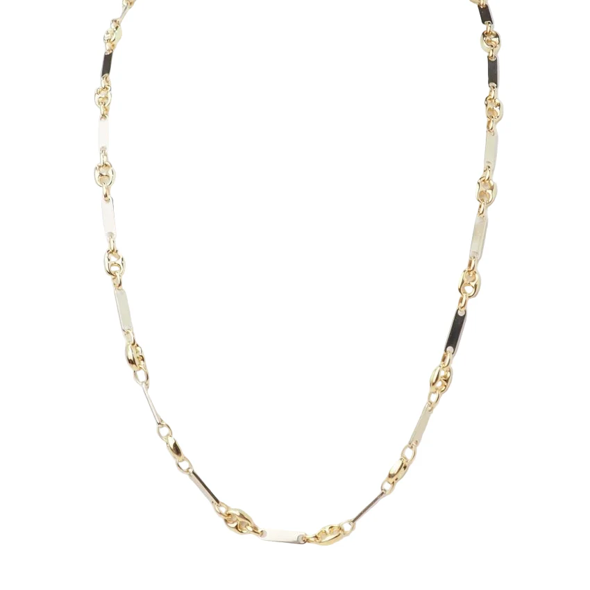 Collier grain de café or jaune et blanc