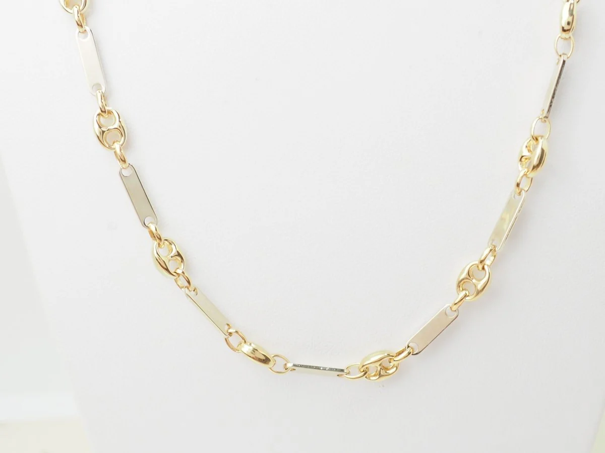 Collier grain de café or jaune et blanc - Image 5