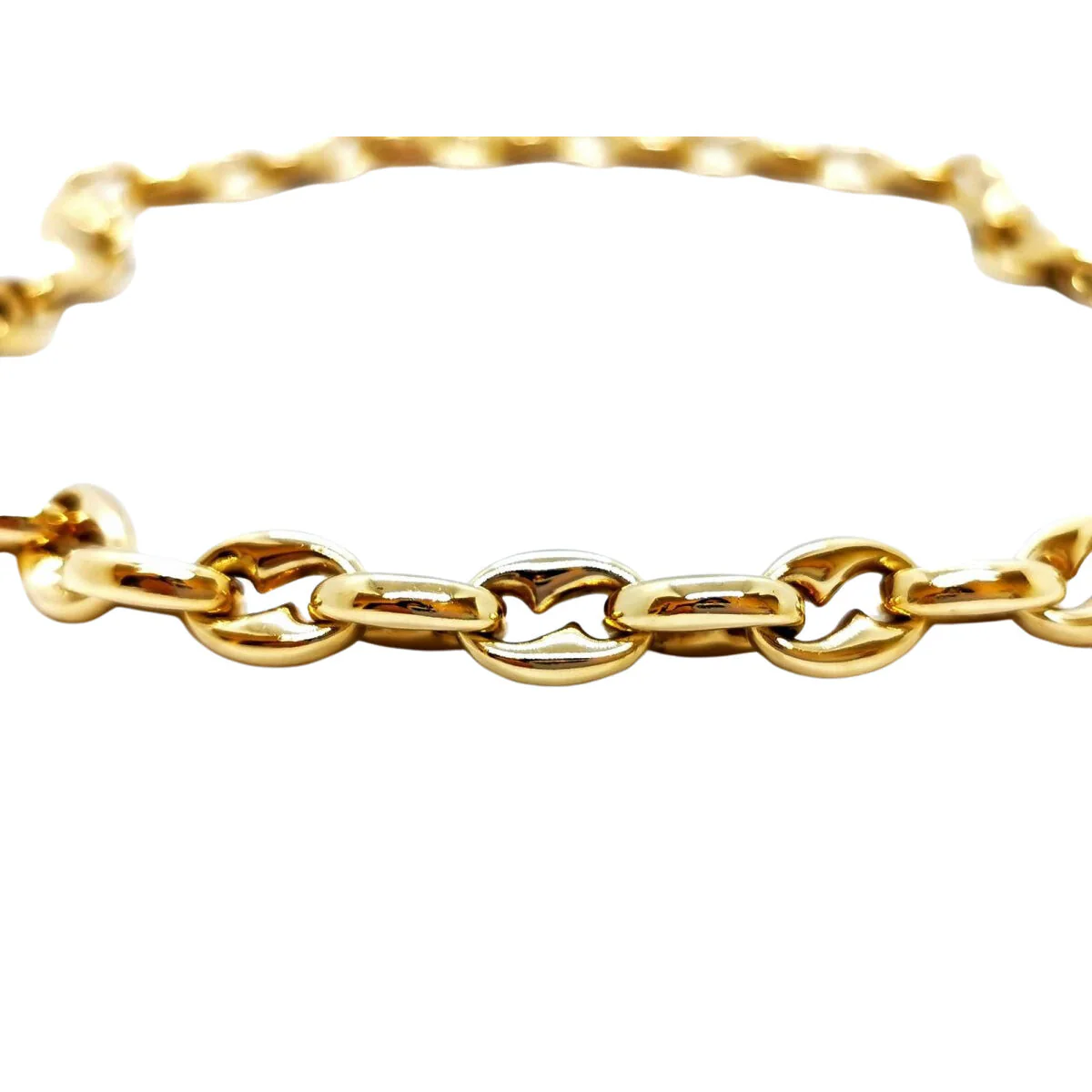 Collier Chaîne maille grain de café en or jaune et saphir - Image 4