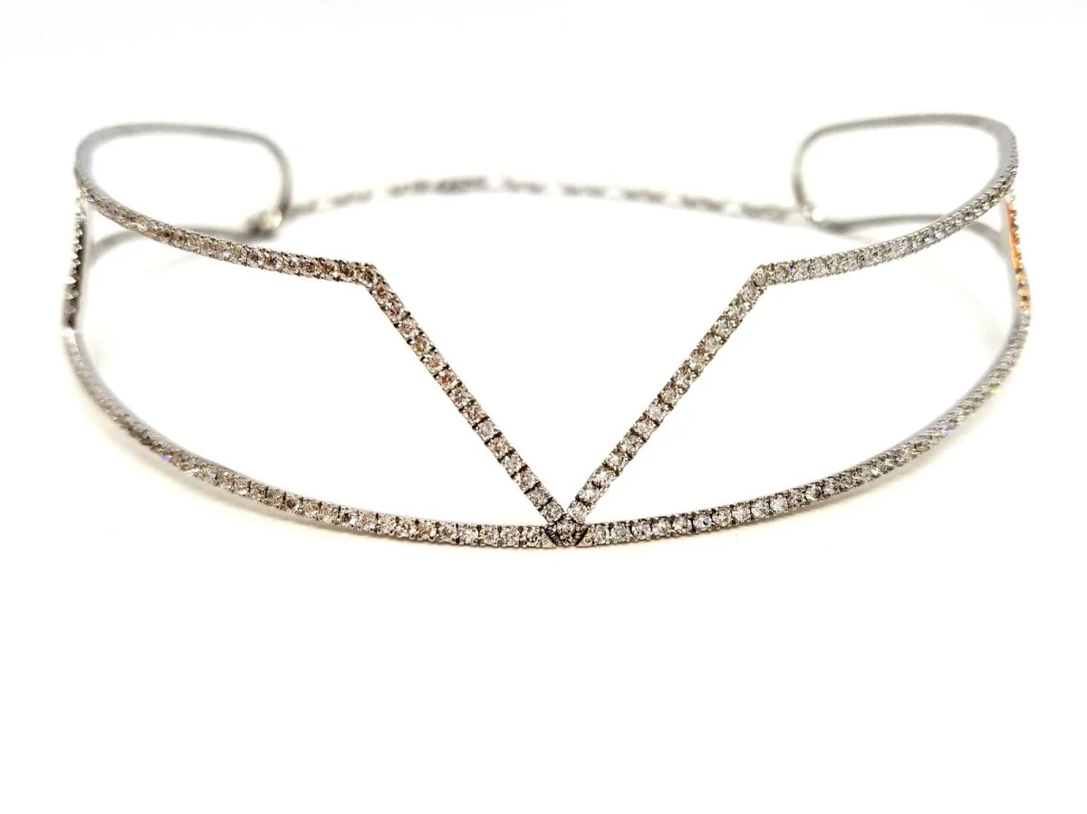 Collier Ras de cou graphique en or blanc et diamants - Image 11