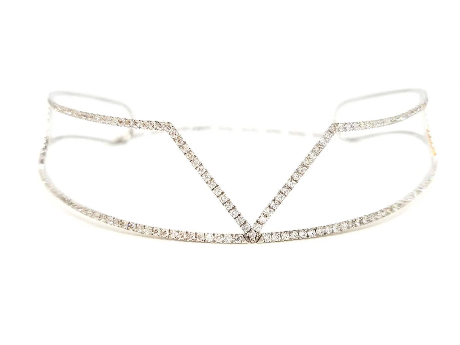 Collier Ras de cou graphique en or blanc et diamants - Image 18