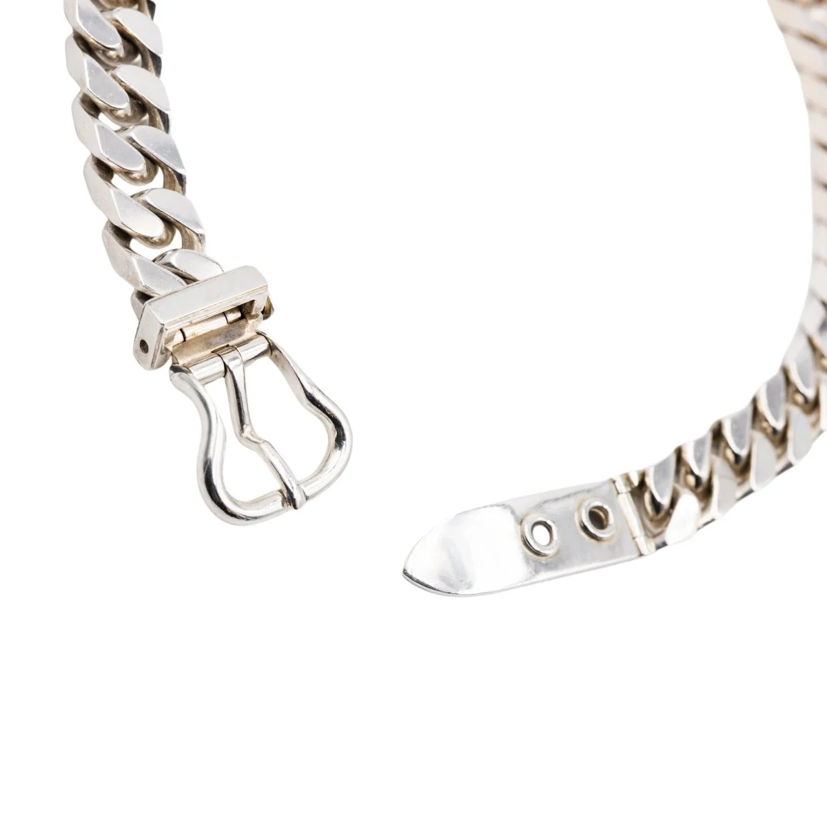 Collier HERMÈS par Gaëtan de Percin "Boucle Sellier" en argent - Image 4