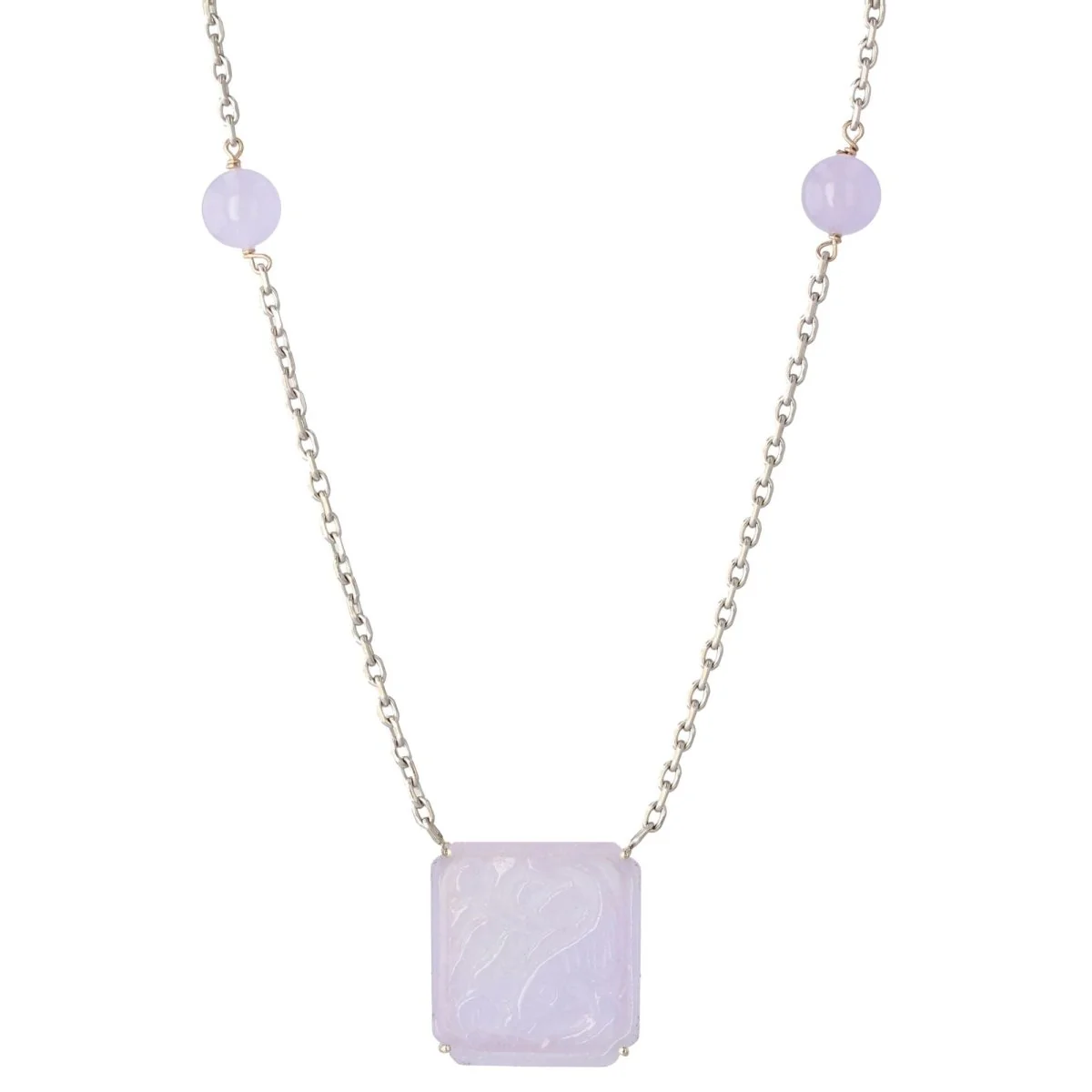 Collier Maille en or blanc et jade