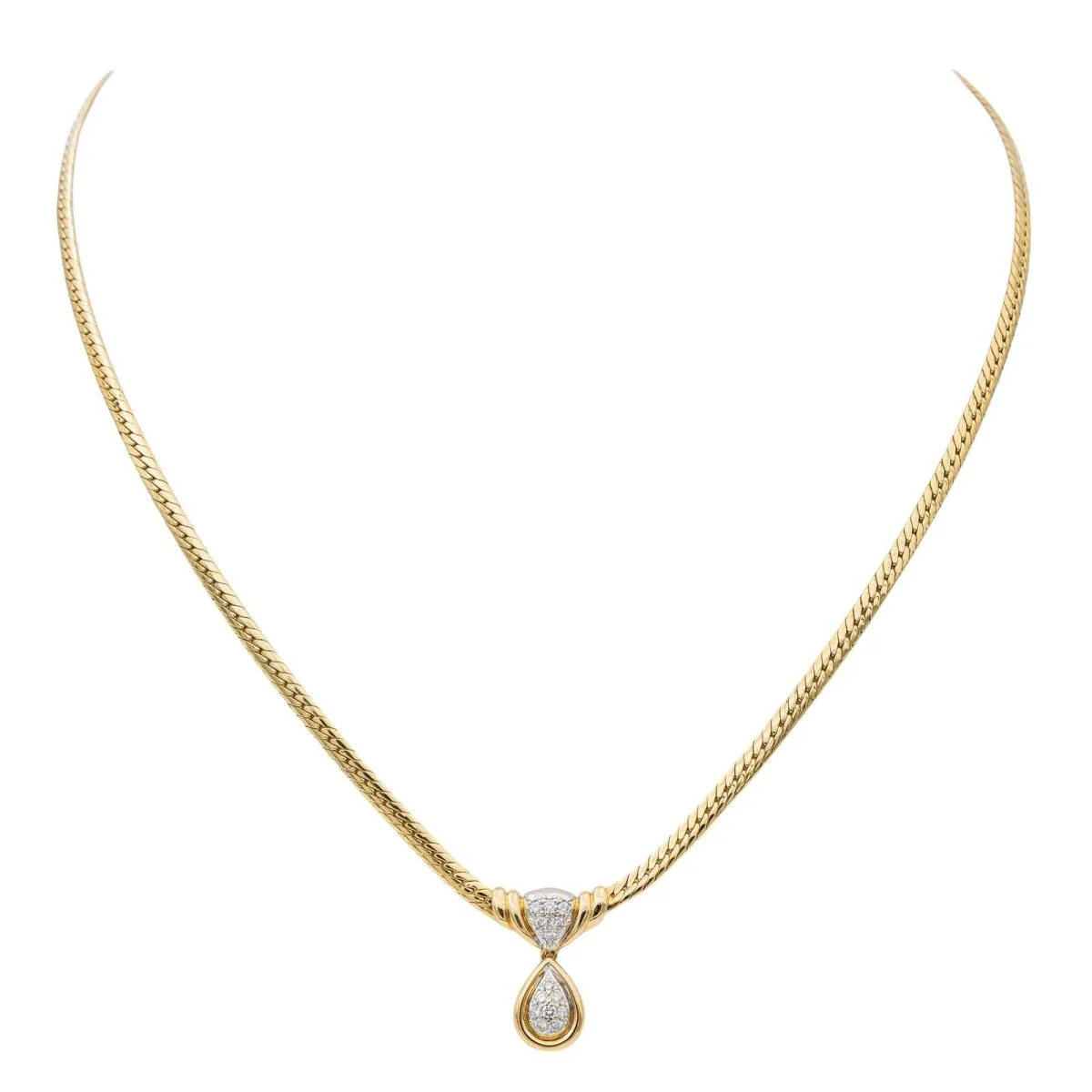 Collier Maille anglaise en or jaune et diamant