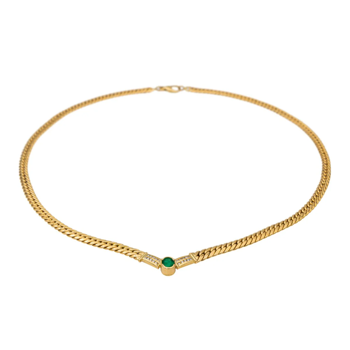Collier Maille anglaise Or jaune Emeraude - Image 4