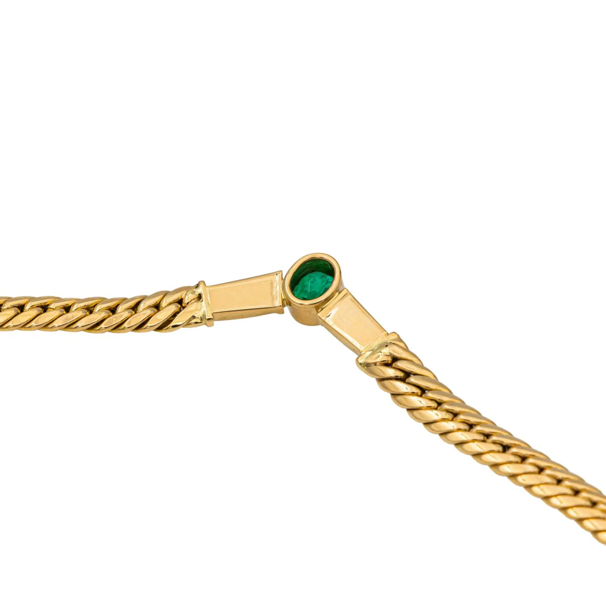 Collier Maille anglaise Or jaune Emeraude - Image 5