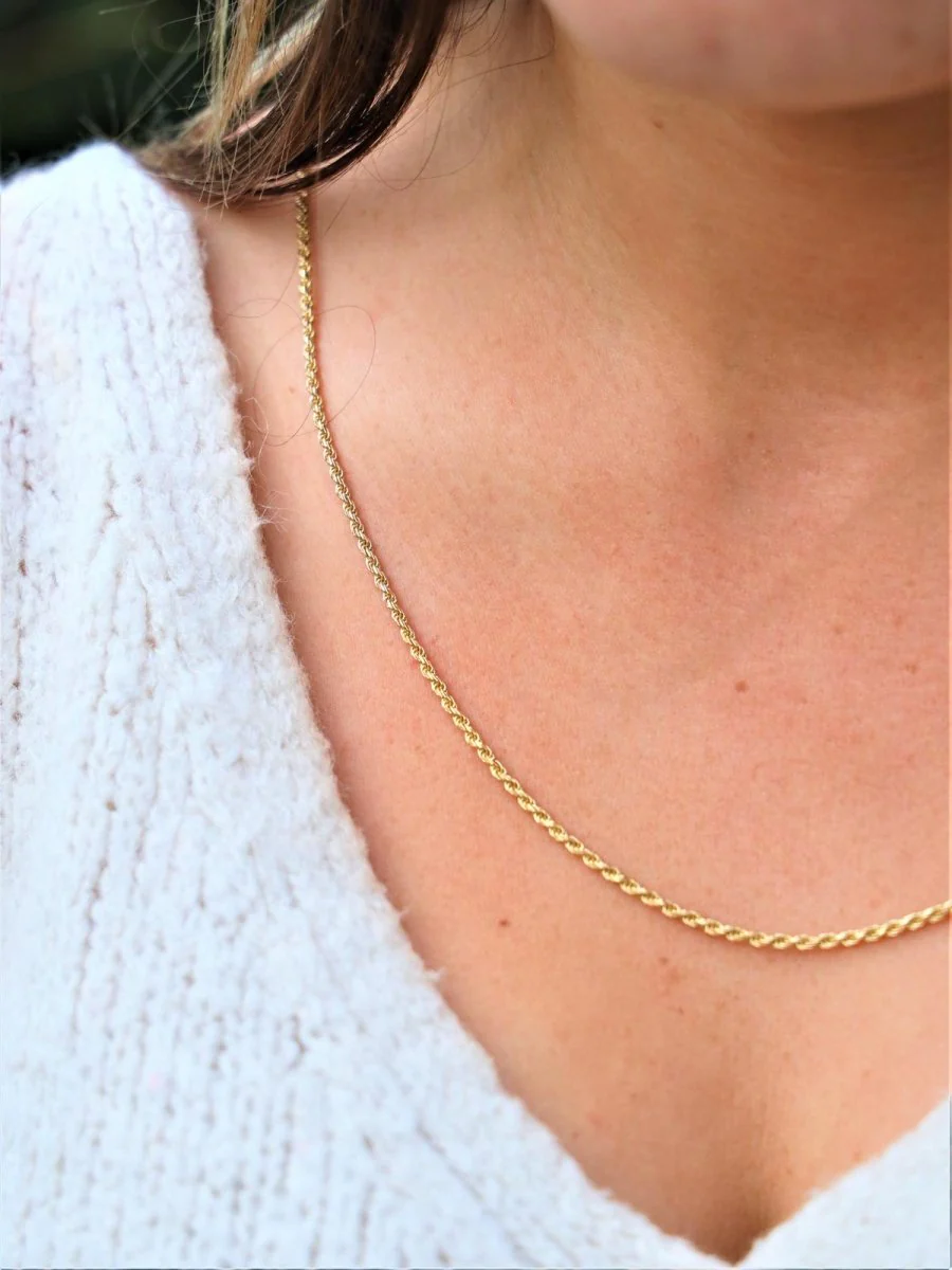 Collier Chaîne maille corde en or jaune - Image 7
