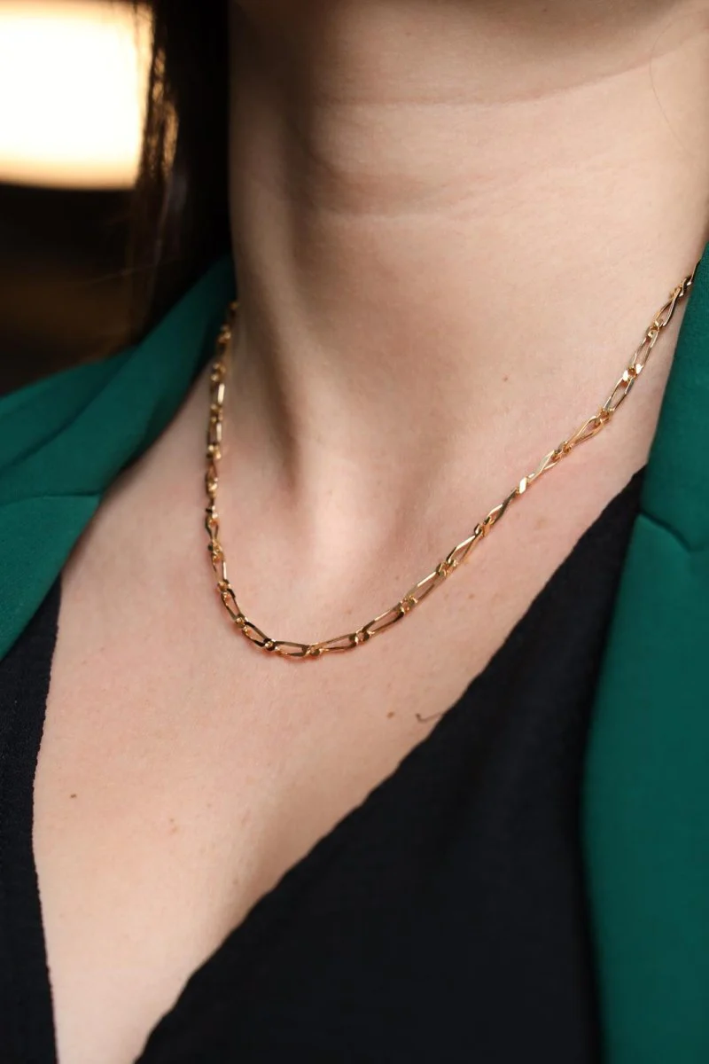 Collier Chaîne maille figaro en or jaune - Image 3