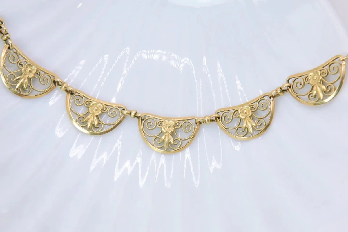 Collier ancien maille filigrane en or - Image 4