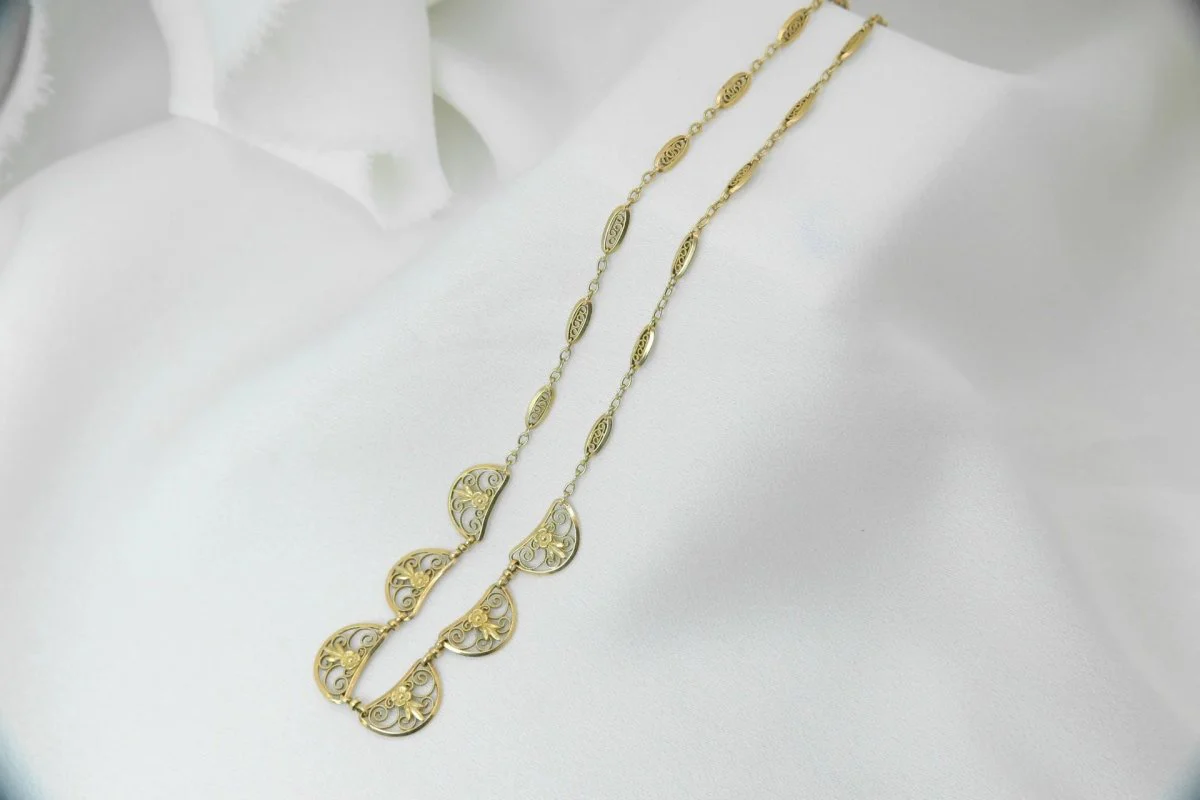 Collier ancien maille filigrane en or - Image 7
