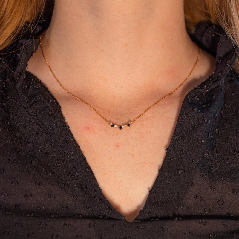 Collier Maille en or jaune, saphirs et diamants - Image 2