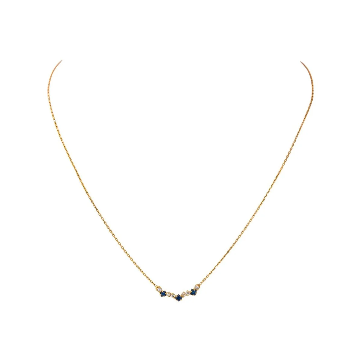 Collier Maille en or jaune, saphirs et diamants - Image 3