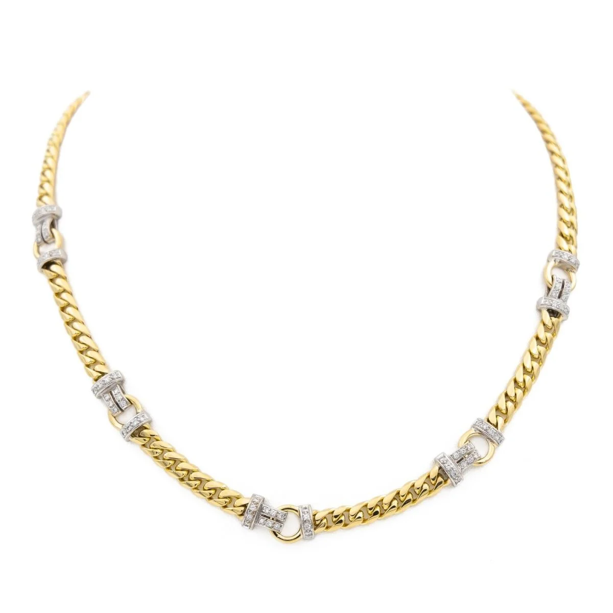 Collier Chaîne en 2 ors et diamants