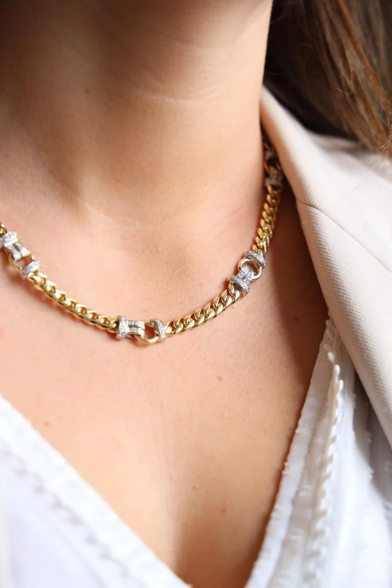 Collier Chaîne en 2 ors et diamants - Image 7