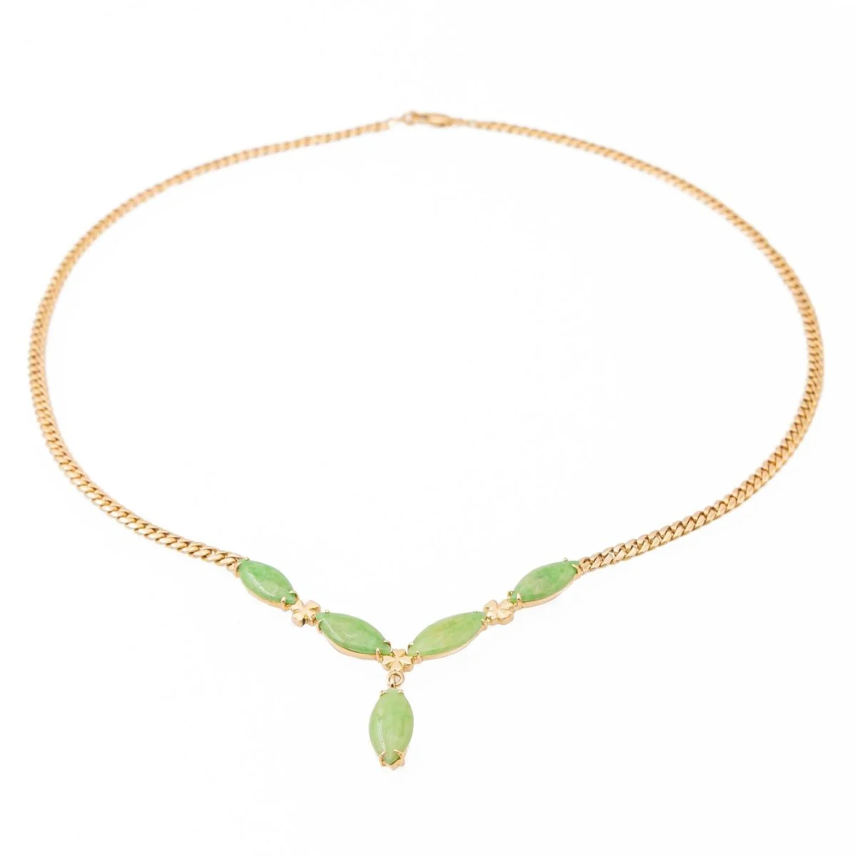 Collier Maille gourmette Or jaune Jade Jadéite - Image 3