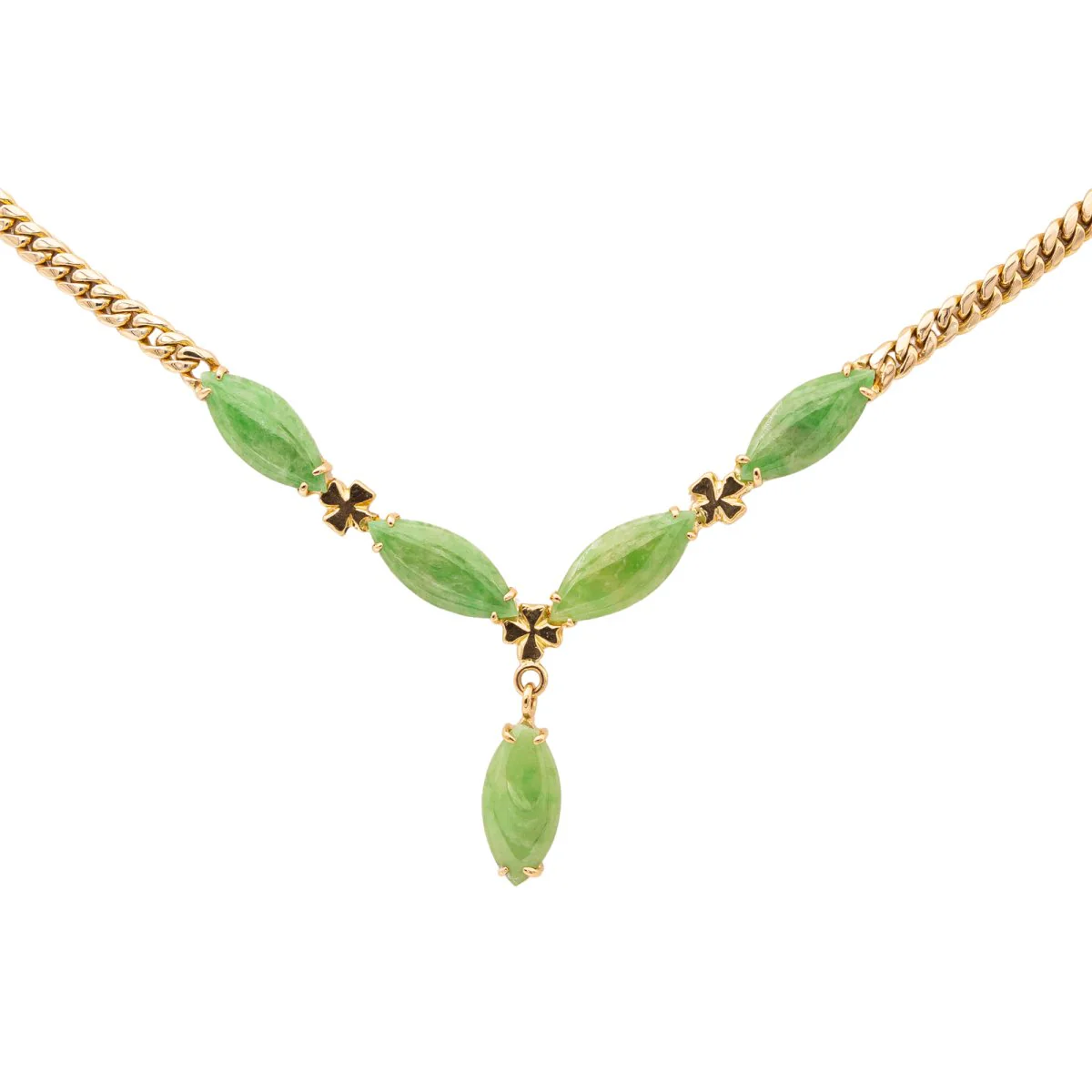 Collier Maille gourmette Or jaune Jade Jadéite - Image 5