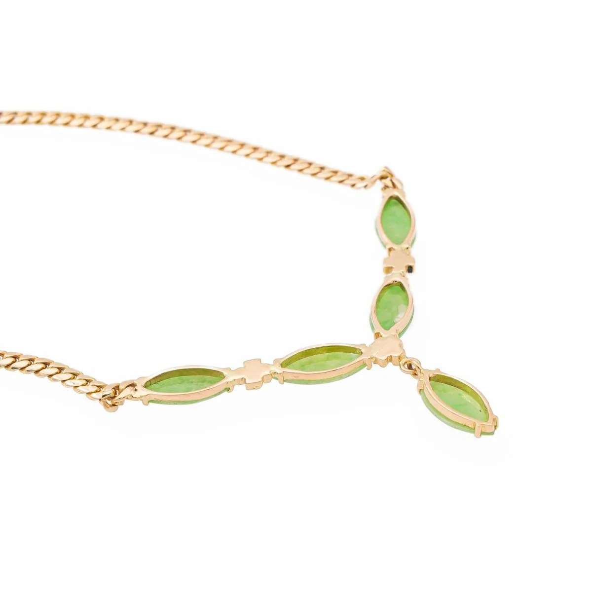 Collier Maille gourmette Or jaune Jade Jadéite - Image 6