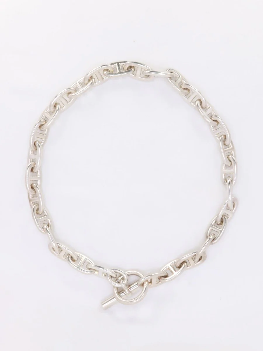 HERMES Collier argent chaîne d'ancre grand modele