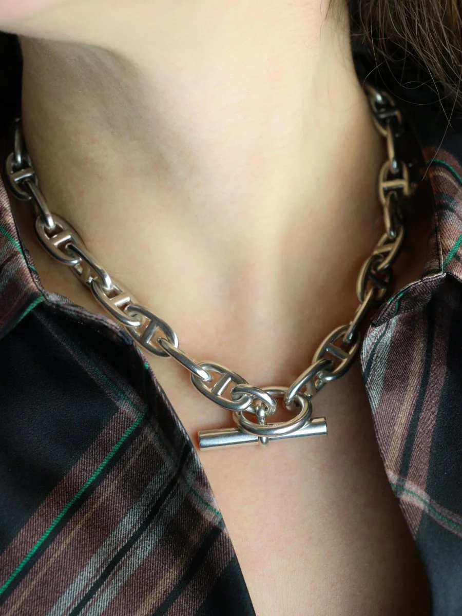 HERMES Collier argent chaîne d'ancre grand modele - Image 12