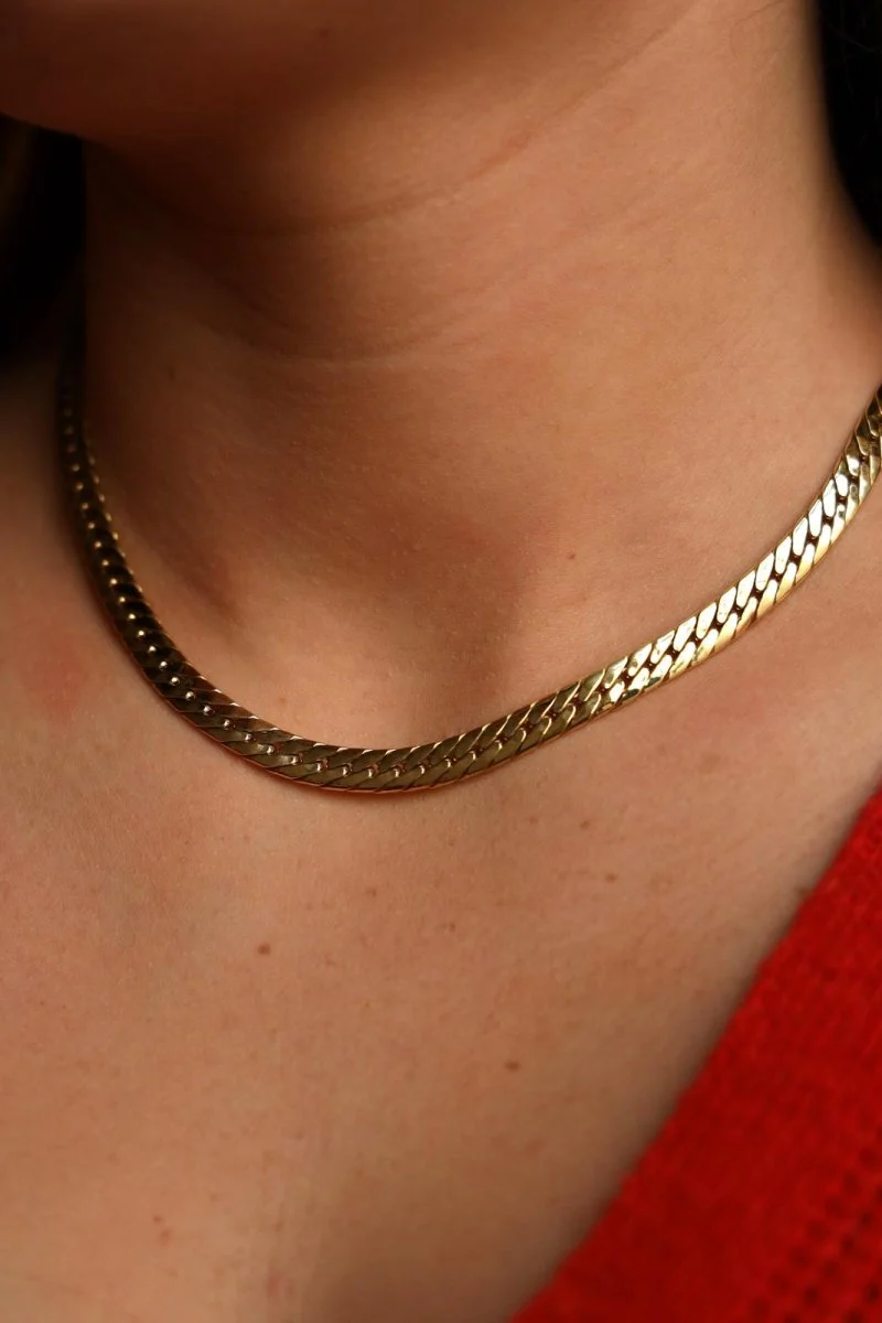 Collier Chaîne maille anglaise en or jaune - Image 2