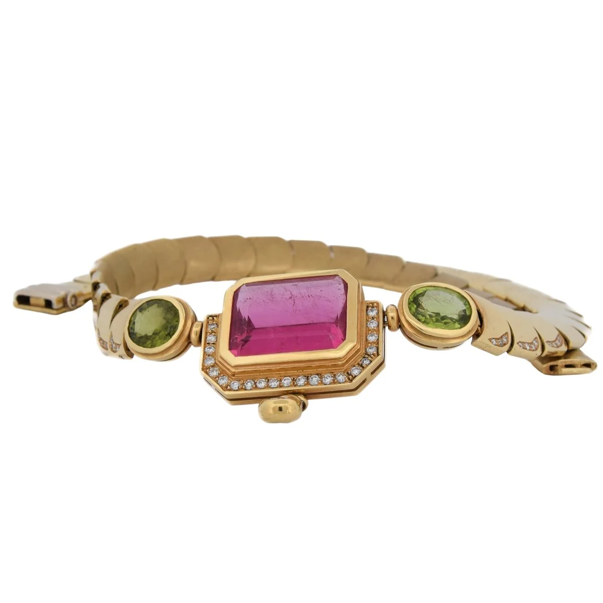 Collier MANCADORI en or jaune, tourmaline, péridots et diamants - Image 2