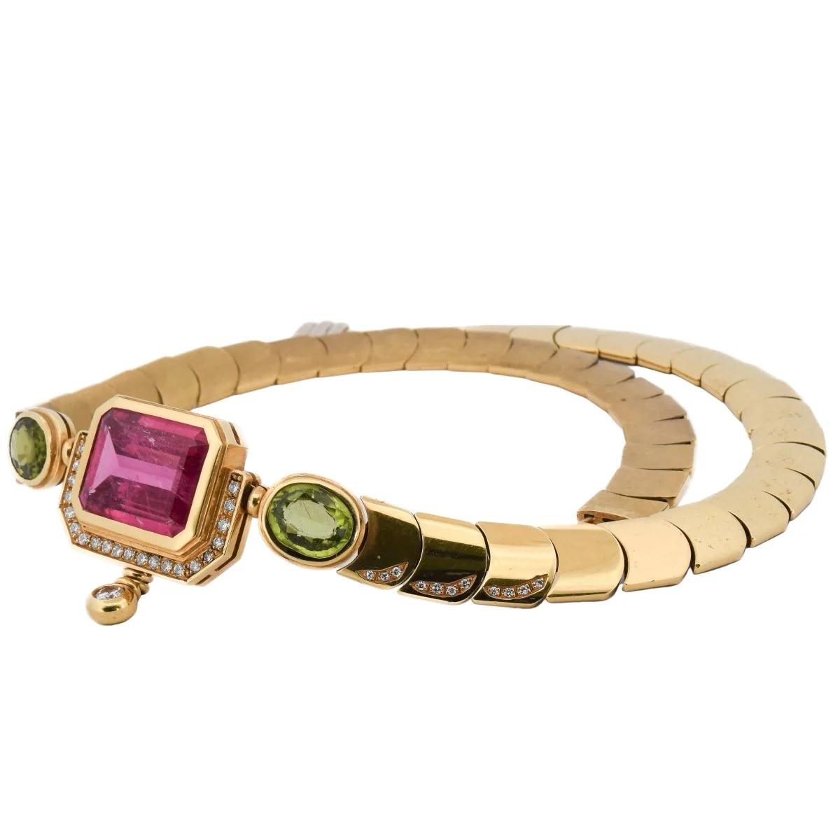 Collier MANCADORI en or jaune, tourmaline, péridots et diamants - Image 3
