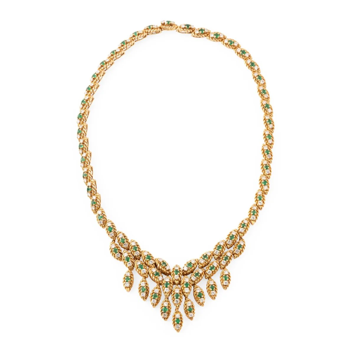 Collier MAUBOUSSIN en or jaune, émeraudes et diamants