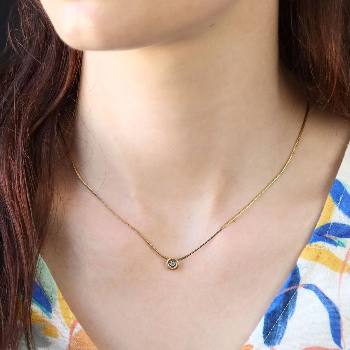 Collier Pendentif en or jaune et diamants - Image 2