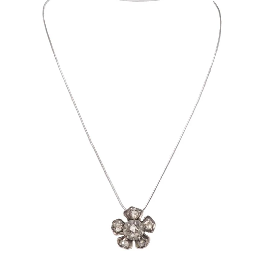 Collier Pendentif en or jaune, argent et diamants