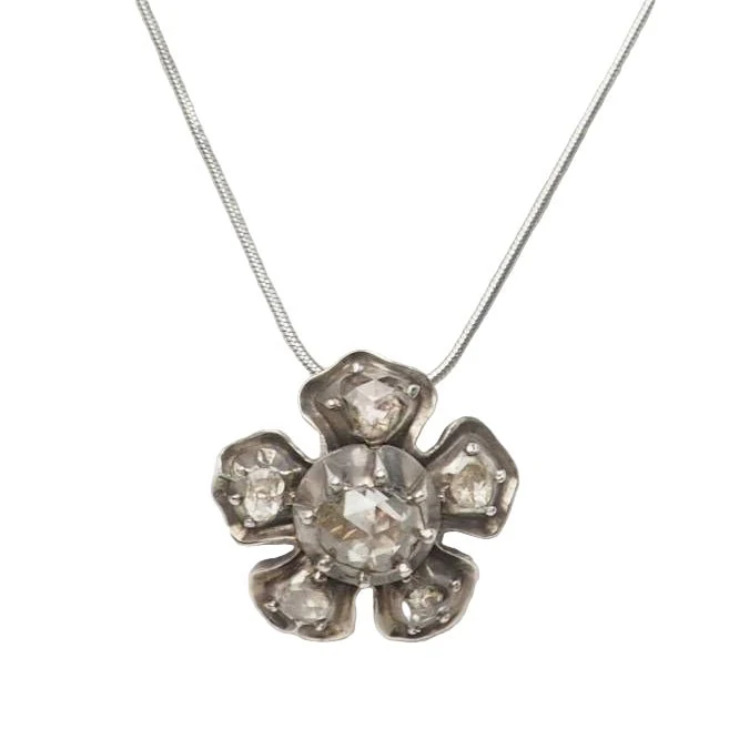 Collier Pendentif en or jaune, argent et diamants - Image 3