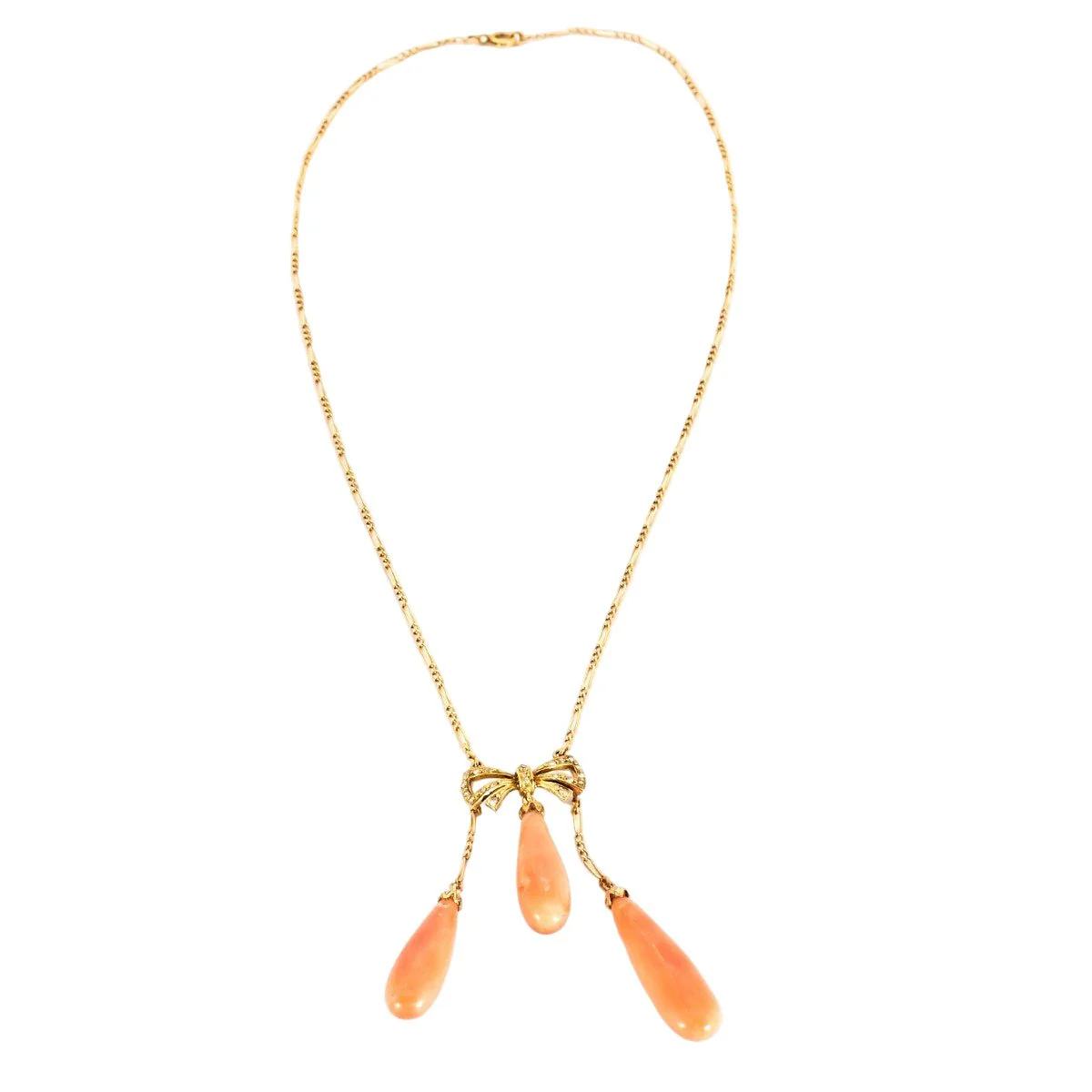 Collier Négligé en or rose, corail et diamants