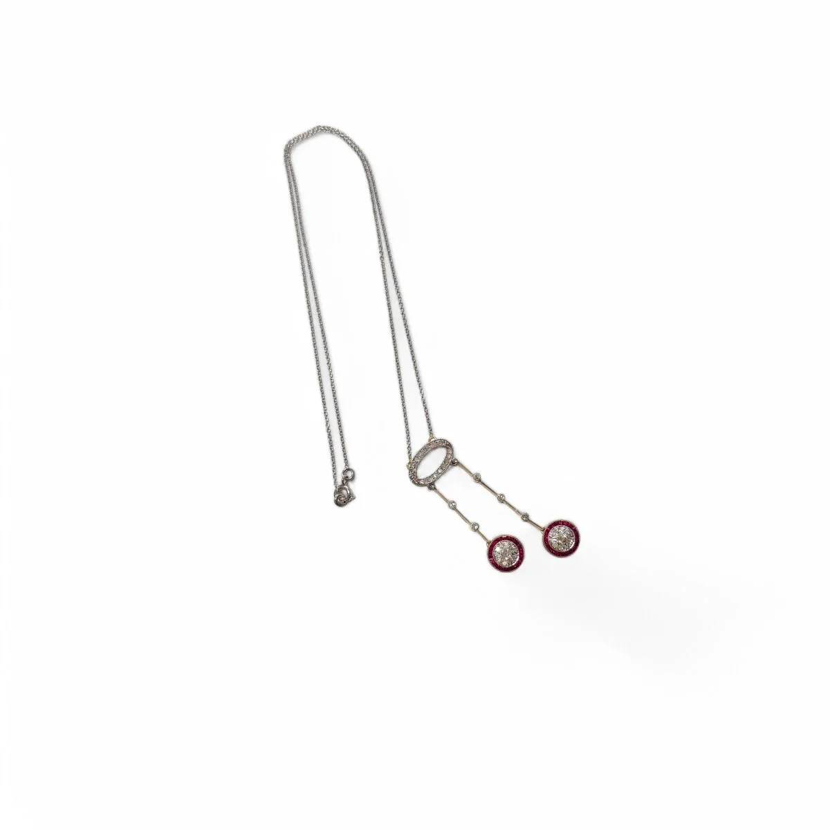 Collier négligé en or gris et or jaune avec diamants et rubis - Image 6