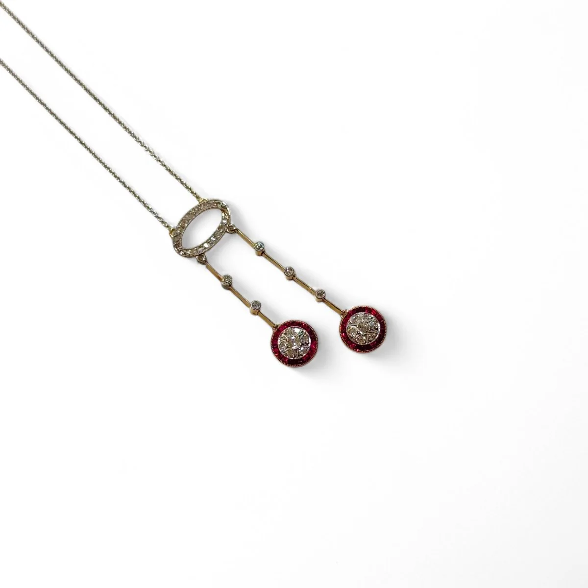 Collier en or blanc et or jaune avec diamants et rubis - Image 3