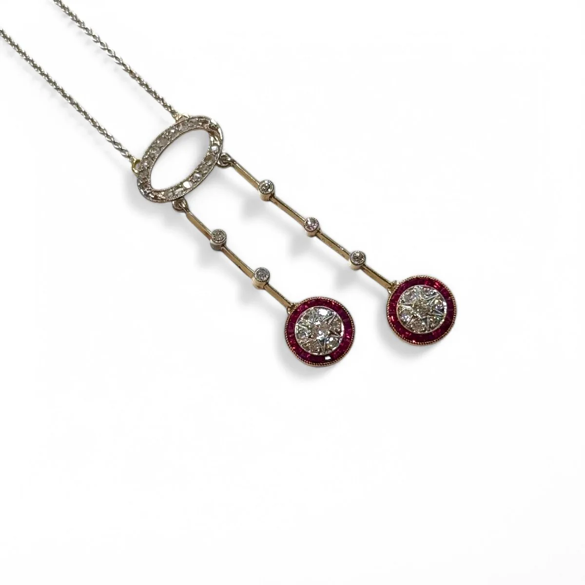 Collier en or blanc et or jaune avec diamants et rubis - Image 4
