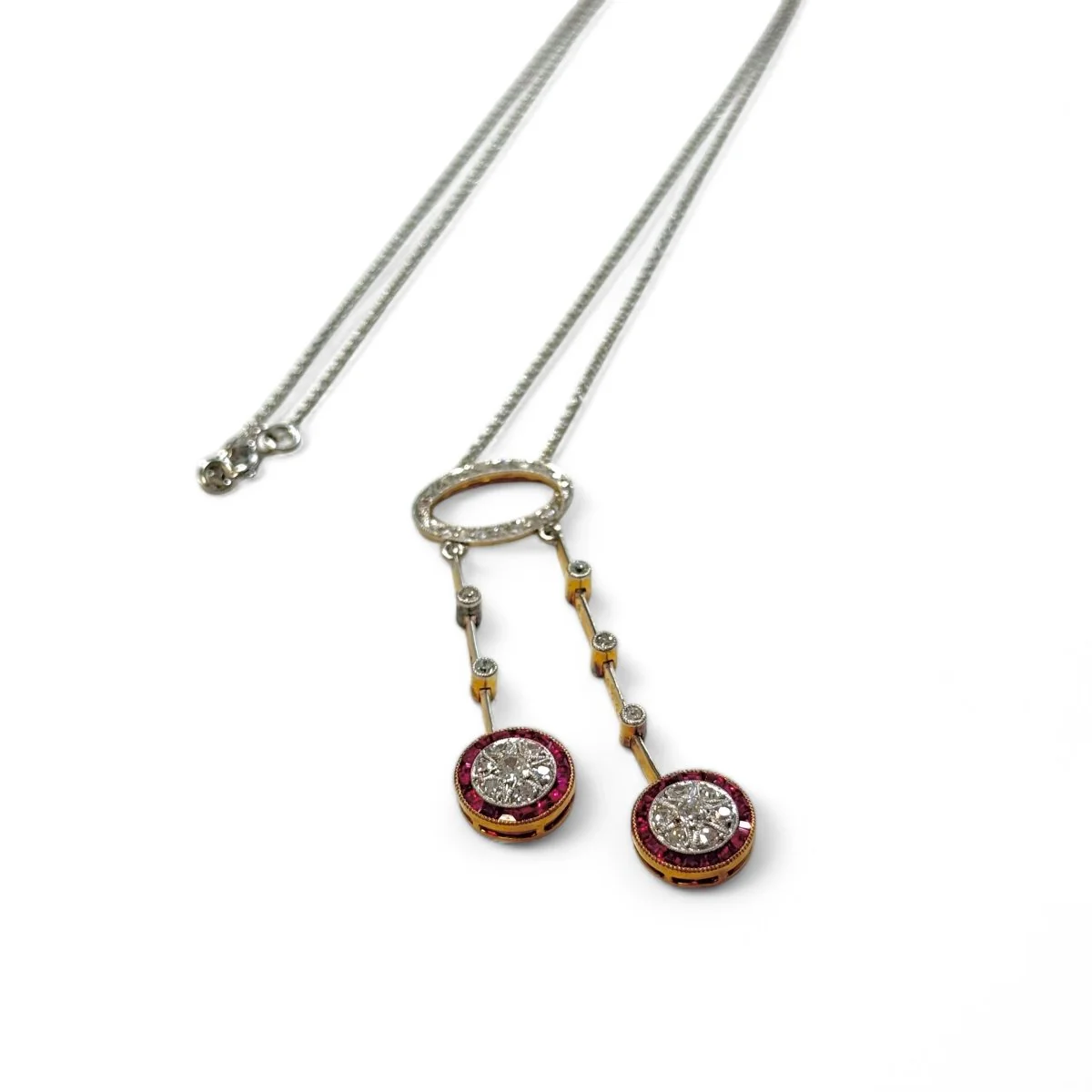 Collier en or blanc et or jaune avec diamants et rubis - Image 7